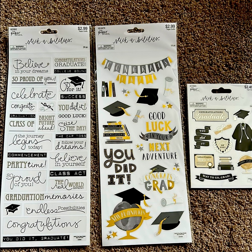 Graduation Sticker Set with Gold and Black Accents
